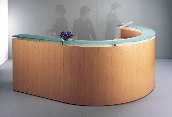 Semi-Circular Glass Top Reception Desk